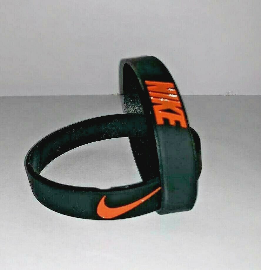 Nike Baller Band Silicone Rubber Bracelet Black Neon Orange Jordan 1 Mid NEW