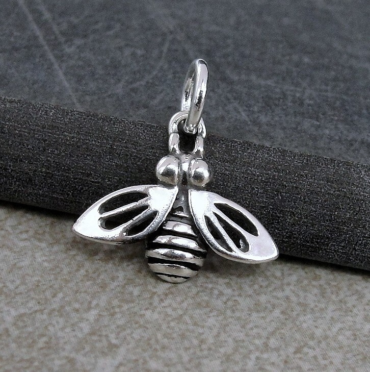 925 Sterling Silver Honey Bee Charm – Bumble Bee Charm – Insect Charm Jewelry