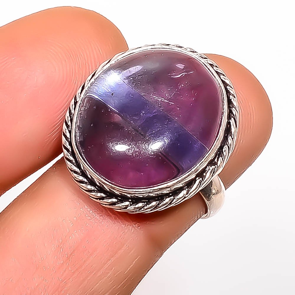 Natural Star Amethyst Gemstone 925 Silver Plated Ring s.7 TR7508-1855