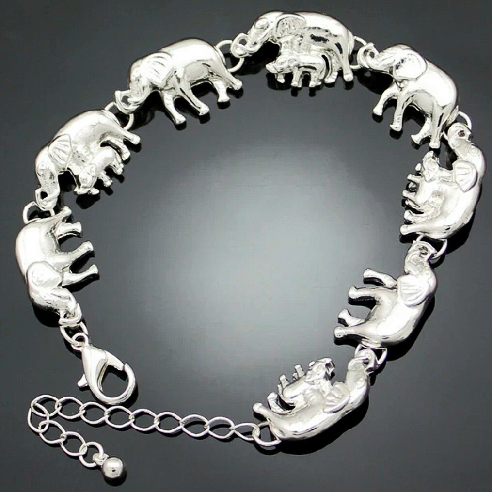 Elegant 925 Sterling Silver New Women Fashion Jewelry Charm Elephant Bracelet