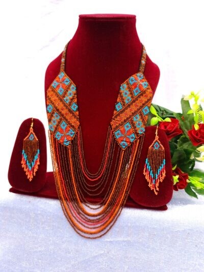 Handmade Necklace Seed Bead Boho American Style Nativ Beaded Multi Strand