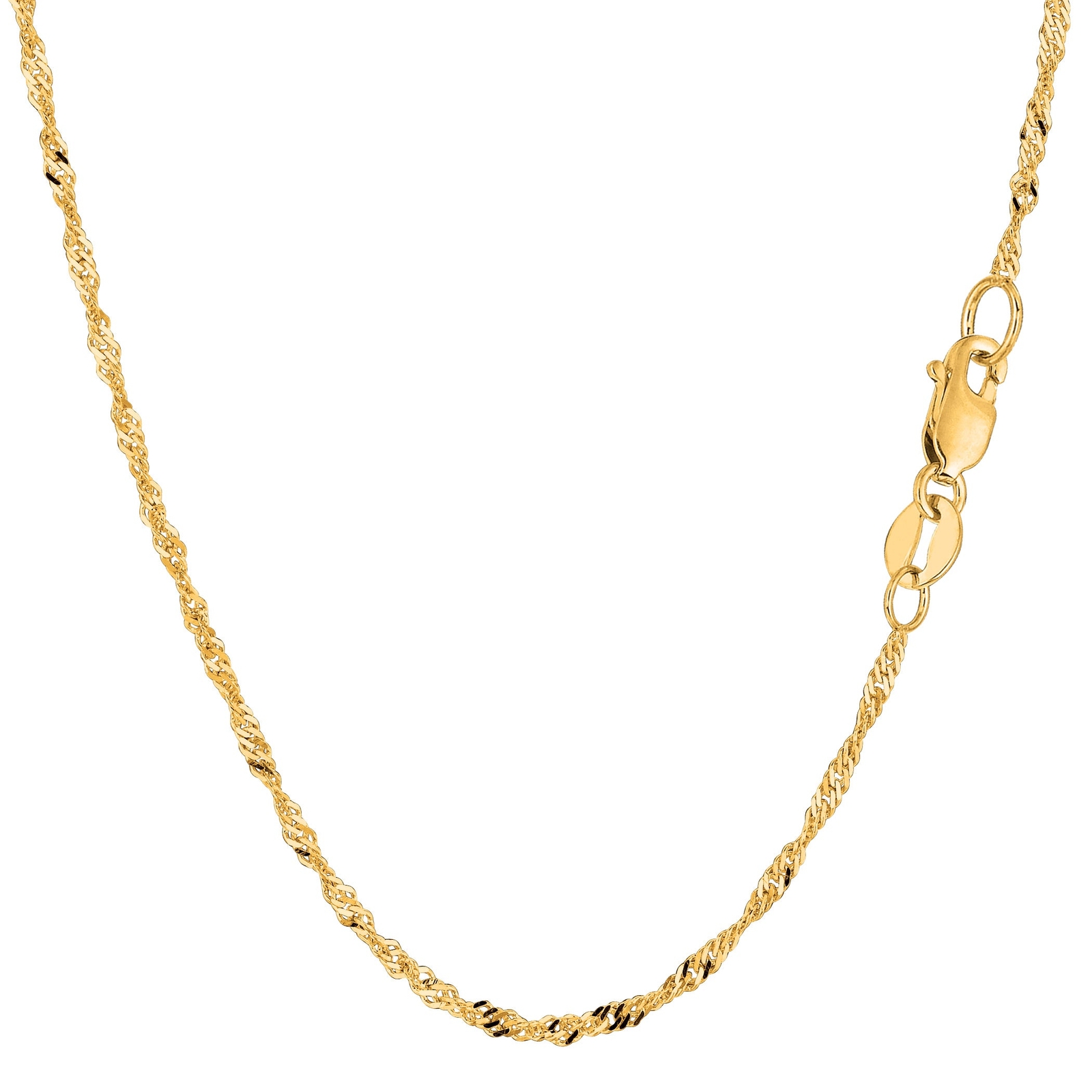 10k Yellow Real Gold Singapore Chain Necklace, 1.7mm, 30″