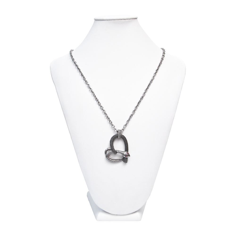 heart Necklace snake heart Pendant Stainless Steel red CZS by Controse