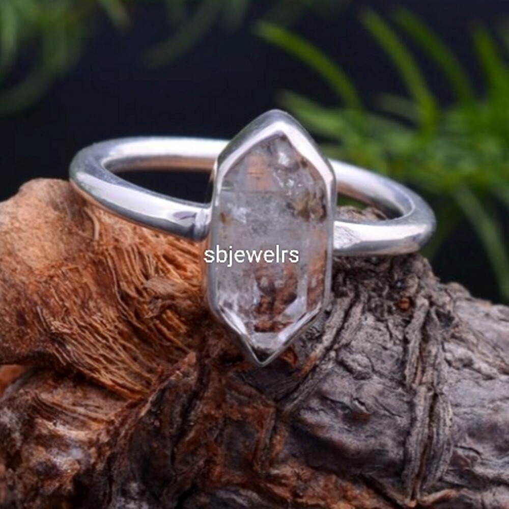 Herkimer Rough Gemstone 925 Sterling Silver Handmade Ring Gift For Mother D-542
