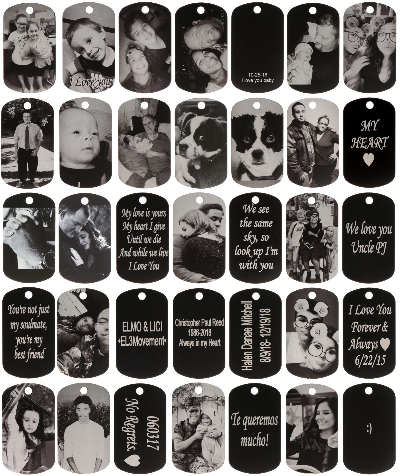 CUSTOM MADE PERSONALIZED PHOTO LASER DOG TAG PICTURE PENDANT w/ 24″ BALL CHAIN