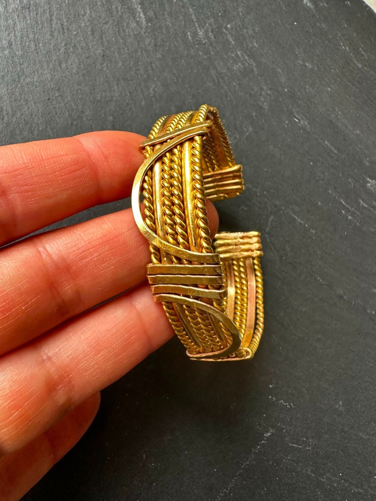 Spanish Handmade Copper Cuff Bracelet, Artisan Twisted Wire Bangle