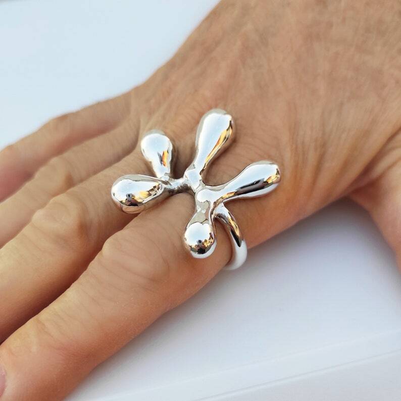 Abstract contemporary ring Sterling silver statement ring Chunky fashion Jewelry