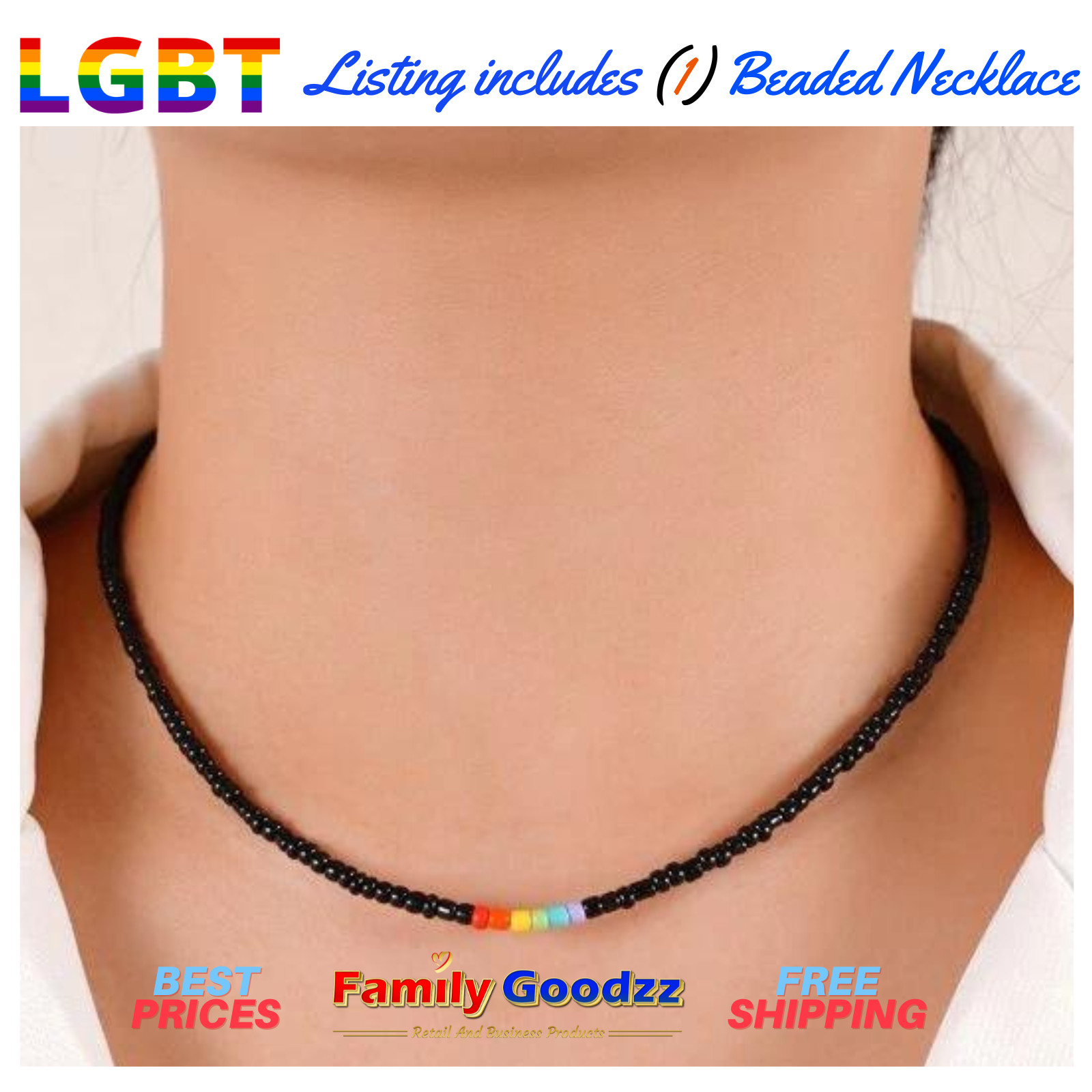 🌈 LGBT Rainbow Gay Pride Multi-Colored Bead Necklace, Buy 1 get 1 at 50%