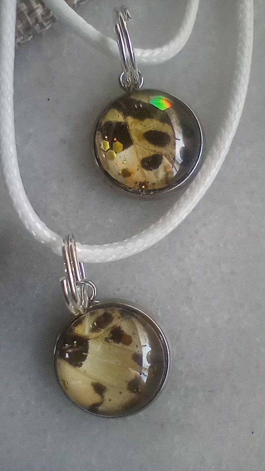 Twin Flame Devotion 1/2″ Pair Pendants Genuine Butterfly Leopard Lacewing