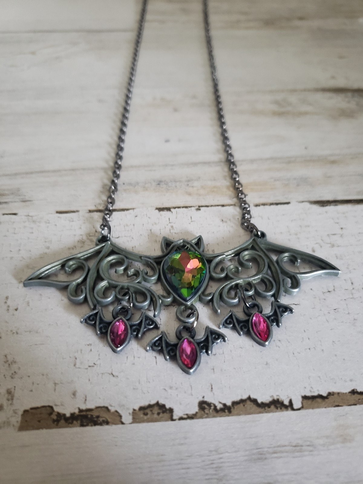 Bat necklace Halloween vampire baby jewelry pink black gift cute witch cool love