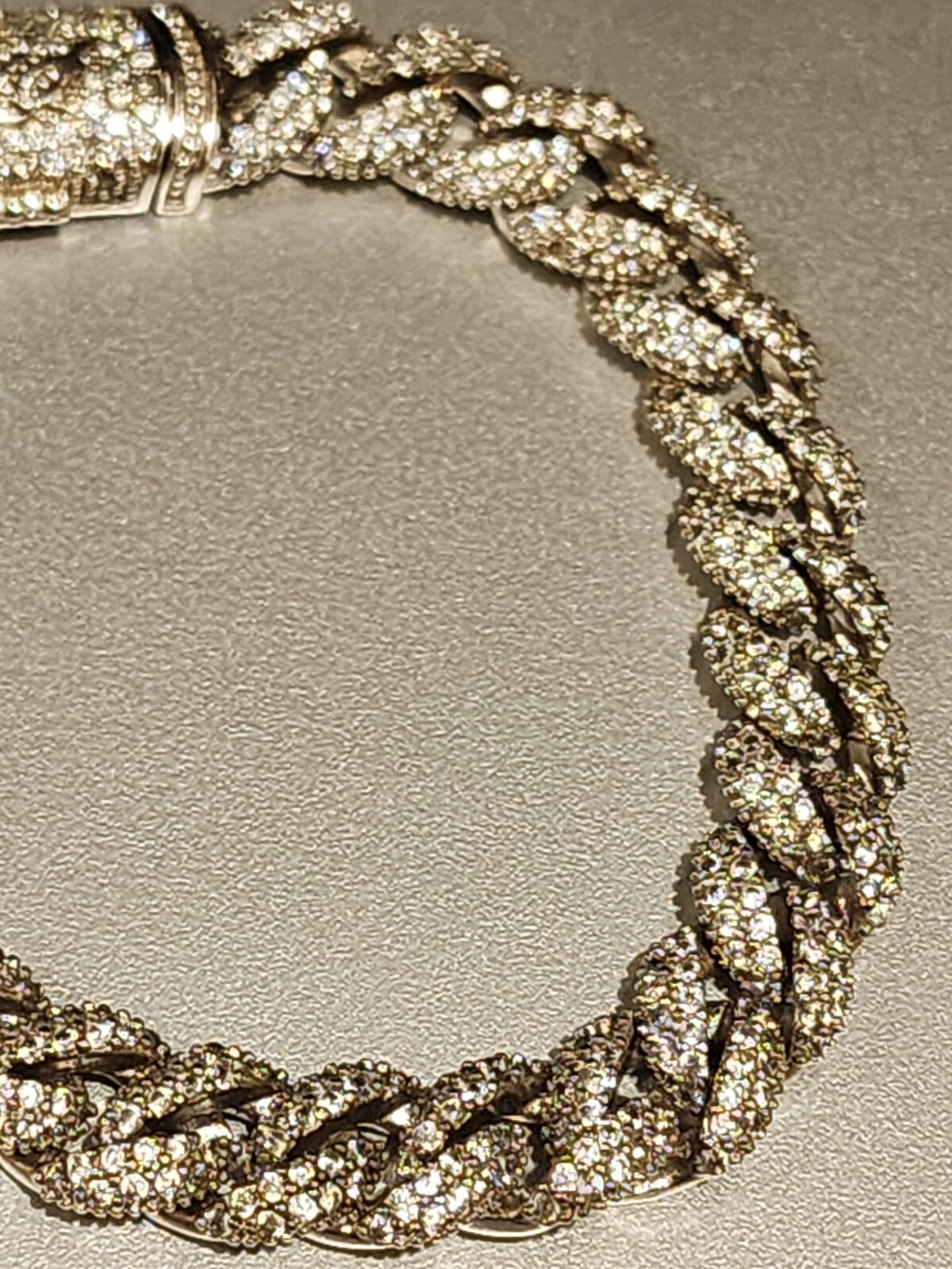 GLD Shop Cuban Chain Bracelet 14K White Gold Plated CZ Stones 9.5 mm x 7.25″