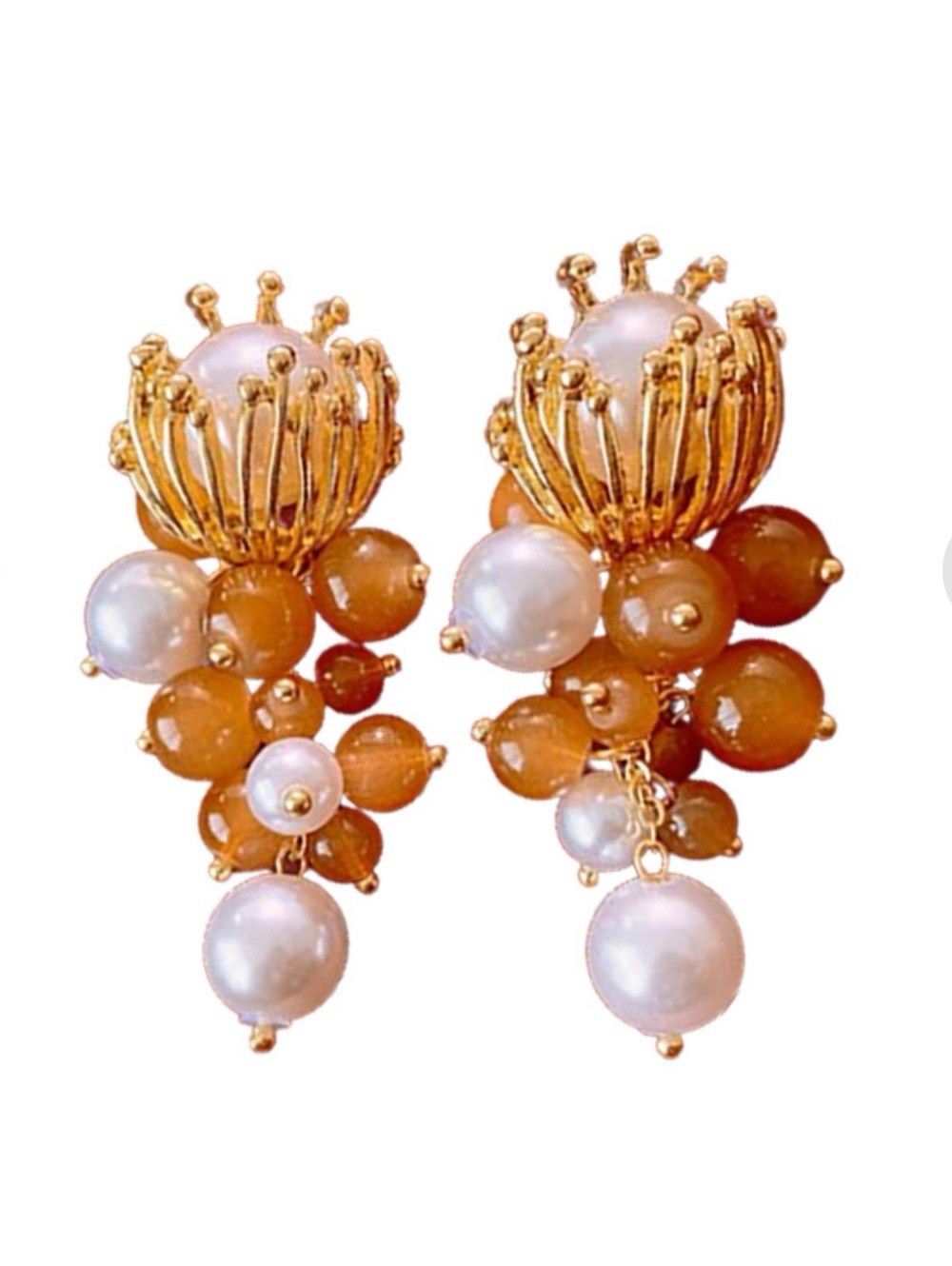 Vintage Style Clip On Earrings Big Pearl Drop Dangle Statement Wedding Bridal
