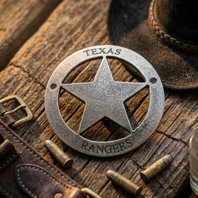 Replica Texas Rangers Badge Silver Finish 1.75″ Novelty Western Badge