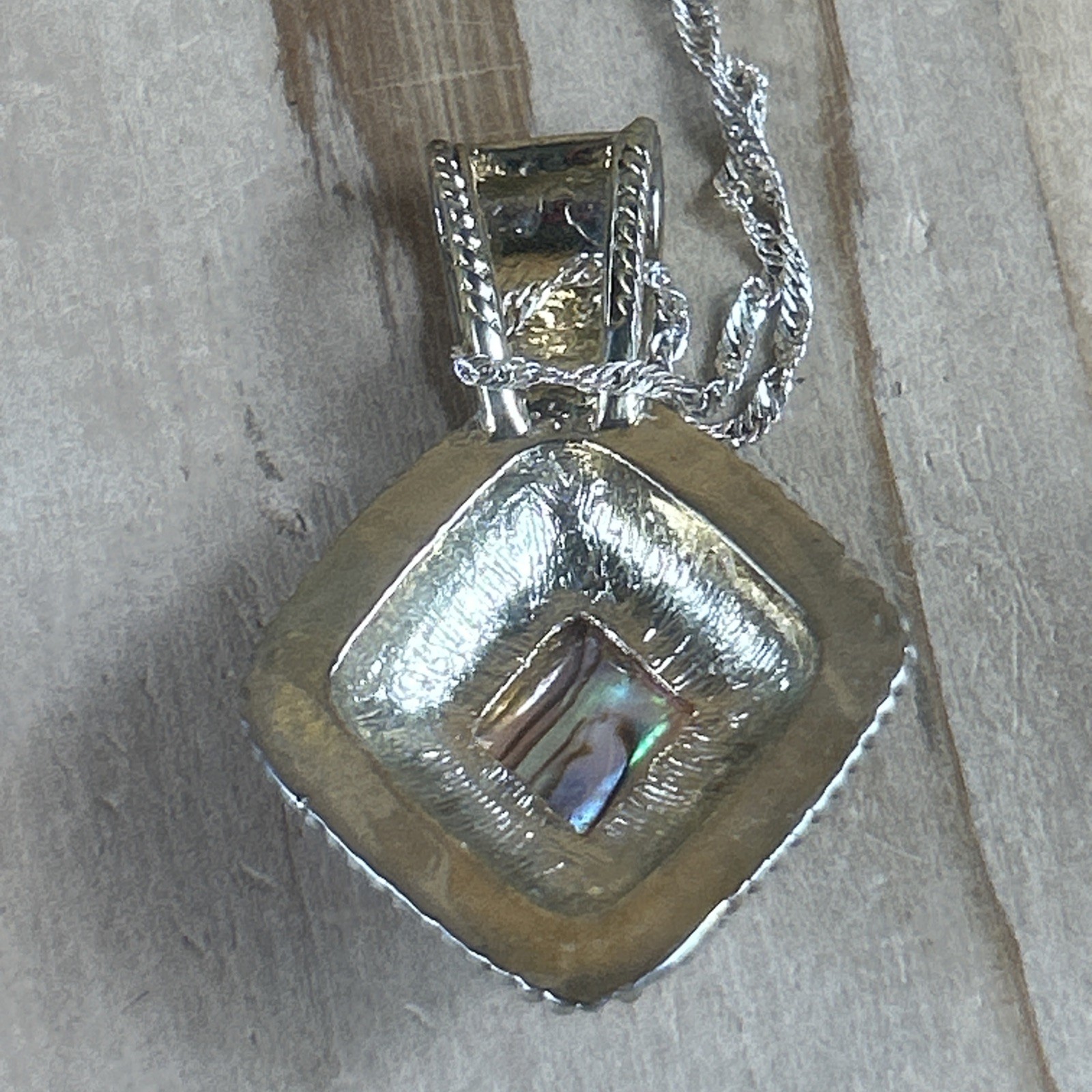 Vintage 925 Sterling Silver Ornate Diamond Shield Pink Pendant Necklace 26 Inch