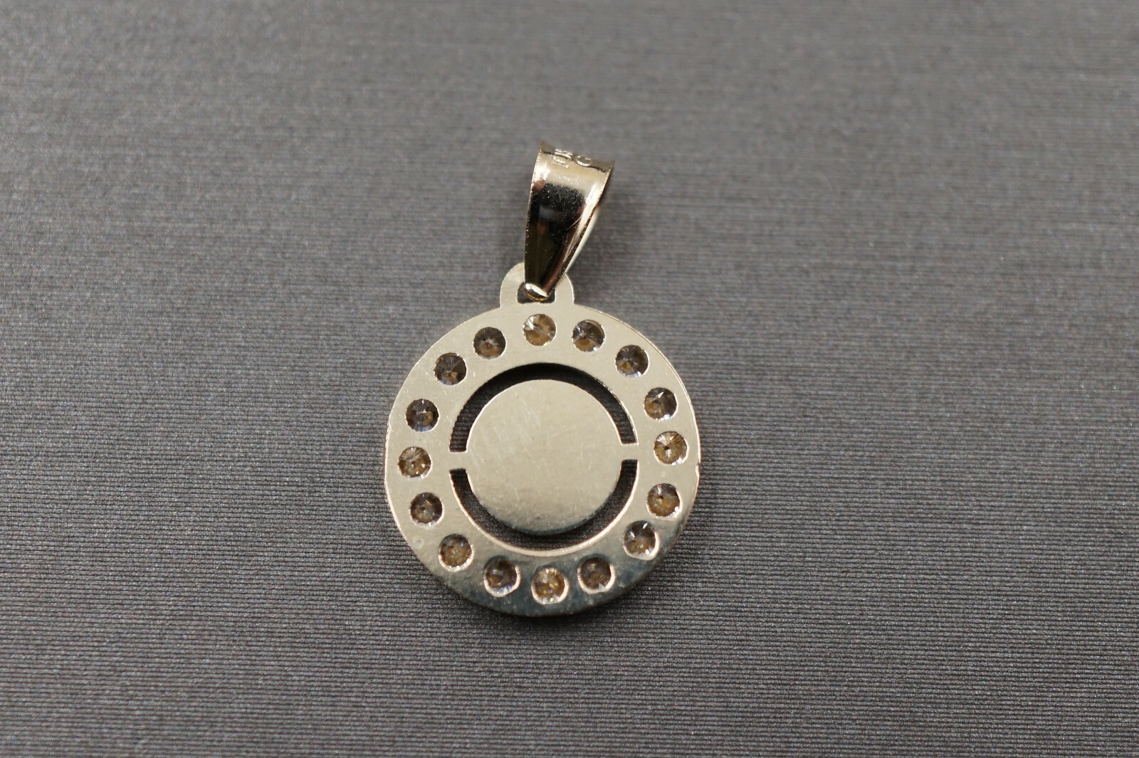 10K Solid Yellow Gold 0.65″ Circle Blue Evil Eyes Good Luck CZ Charm Pendant.