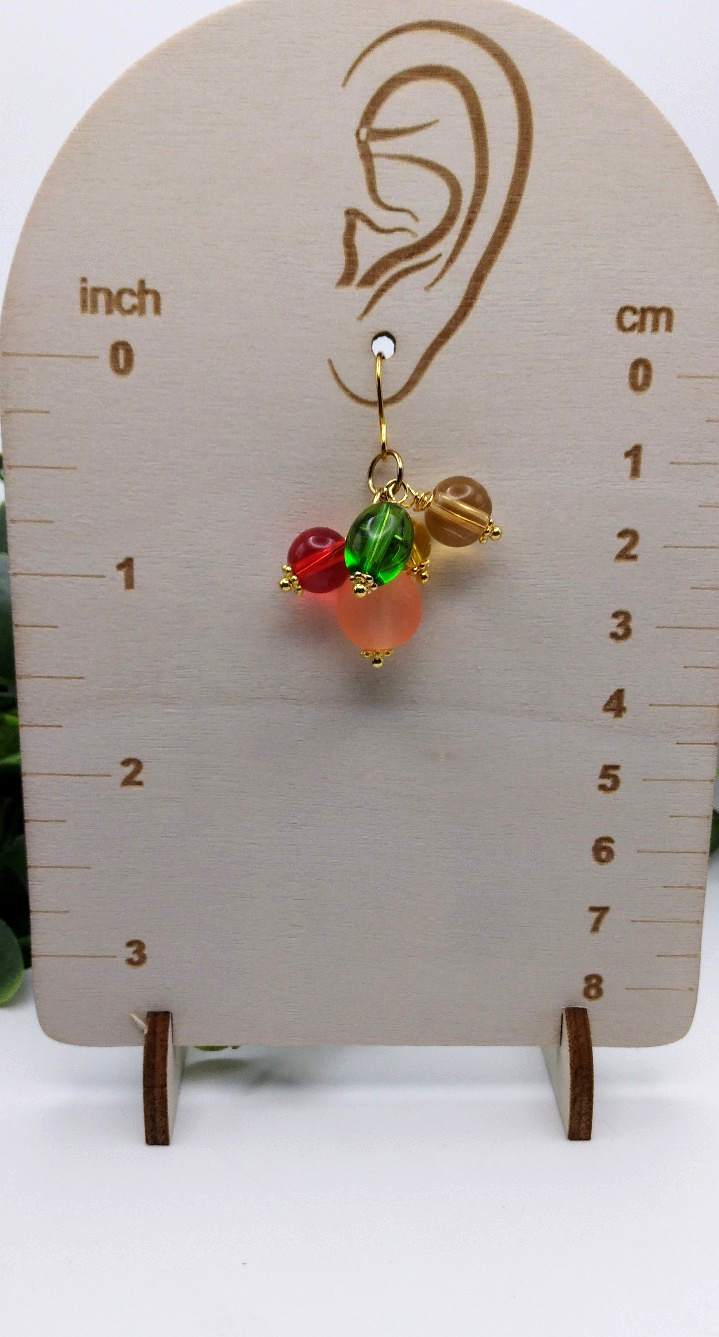 Fall Autumn Dangle earrings NF Multicolor USA Handmade 1 1/4″ Gold Boho Hooks