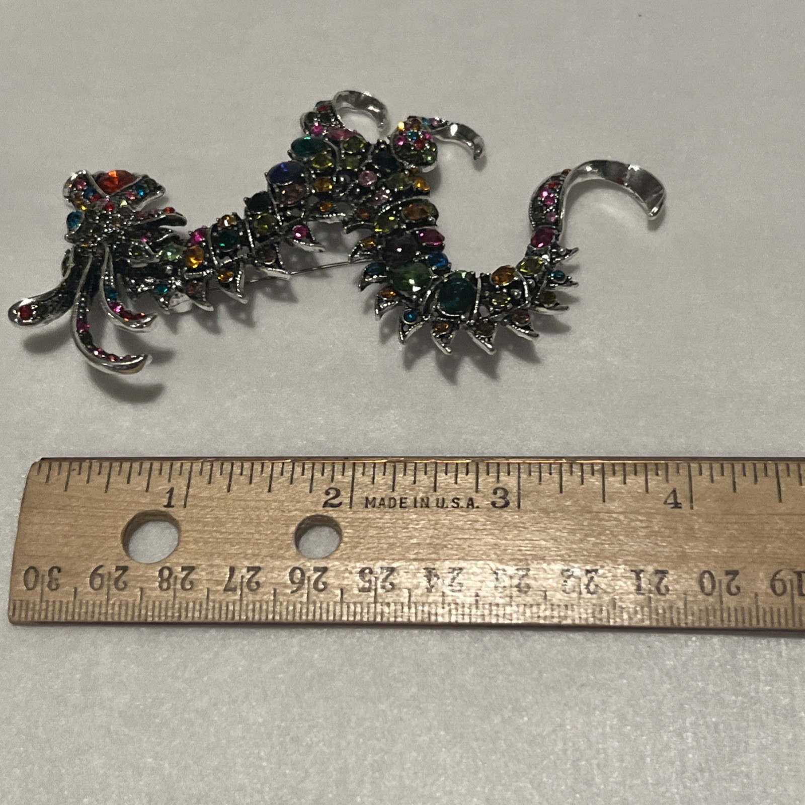 Brooch Pendant Dragon Multicolor Rhinestones