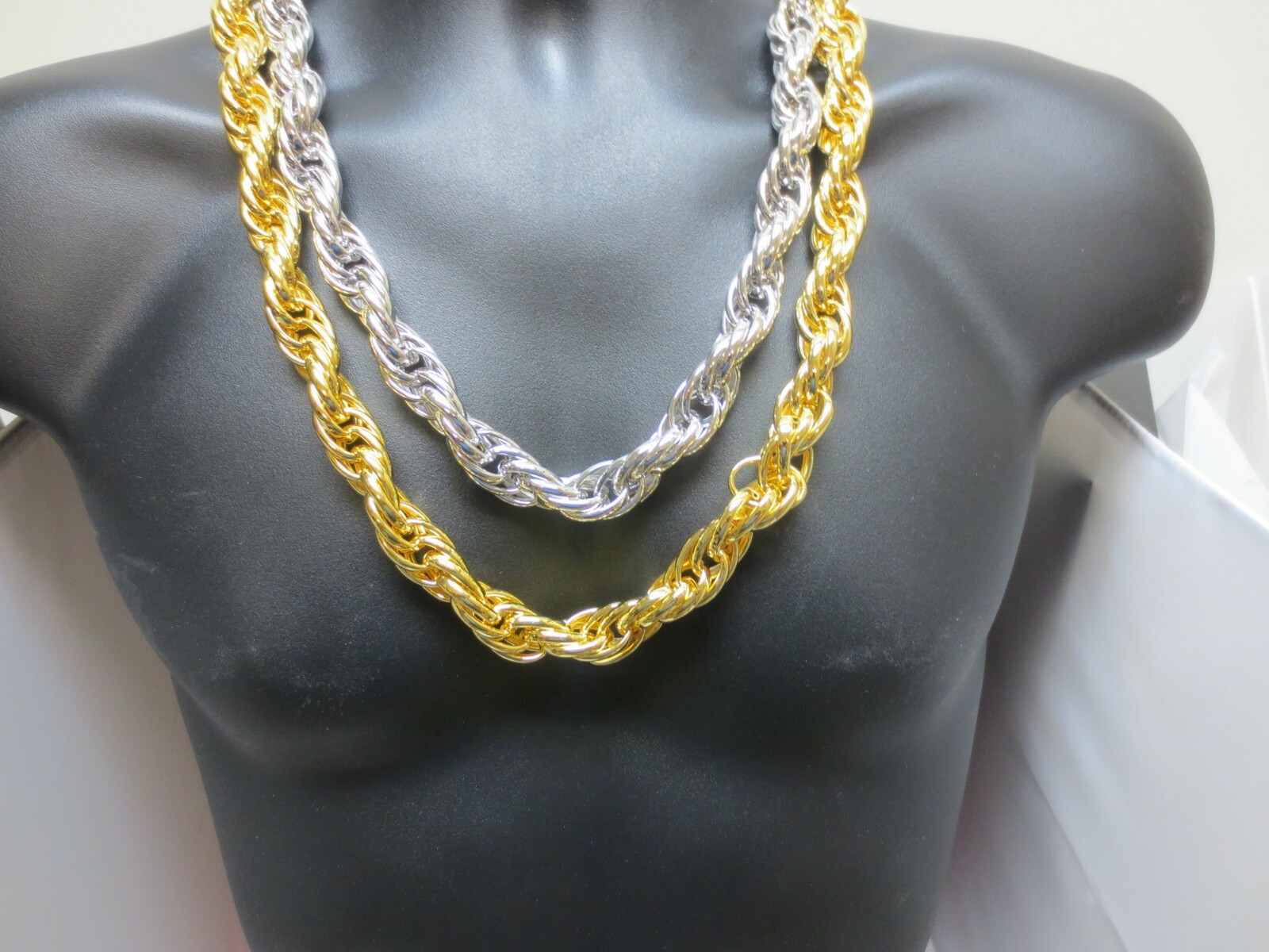 10KT HIP HOP WHITE OR YELLOW GOLD PLATED 30″ 16MM ROPE CHAIN NECKLACE