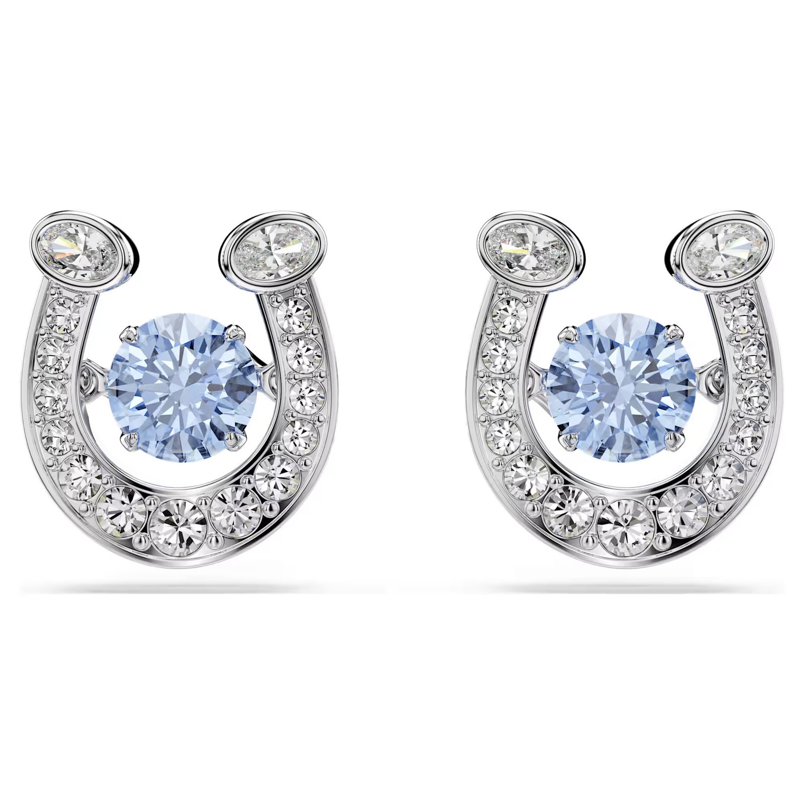 Swarovski Symbolica Stud Earrings, Horse Shoe, Blue, Rhodium Plated 5746563