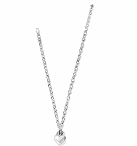 Brighton Interlok Love Knot Large Heart Bow Pendant Necklace NWT $138