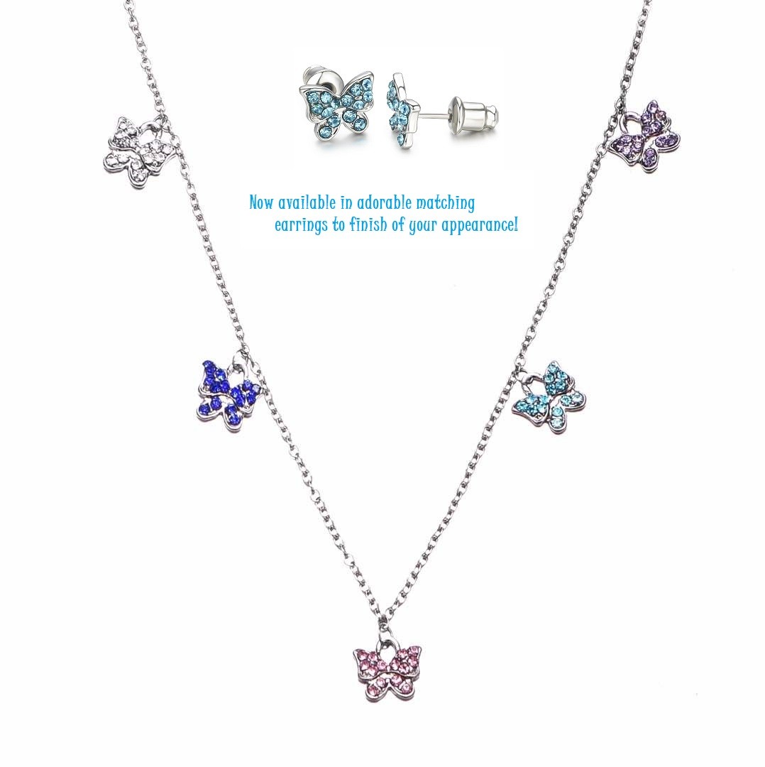 Buyless Fashion Girls Necklace Pendant Jewelry Color Butterfly StaInless Steel