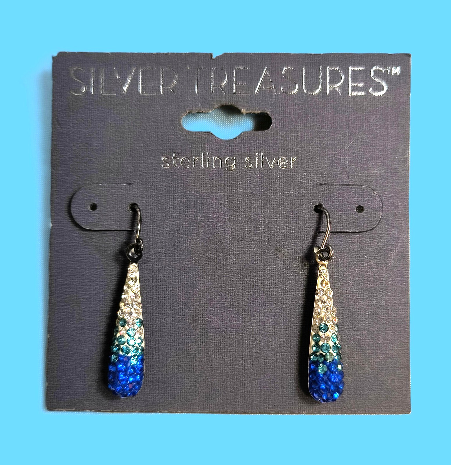 Silver Treasures New With Tags Sterling Silver Dangle/Drop Earrings Multicolor