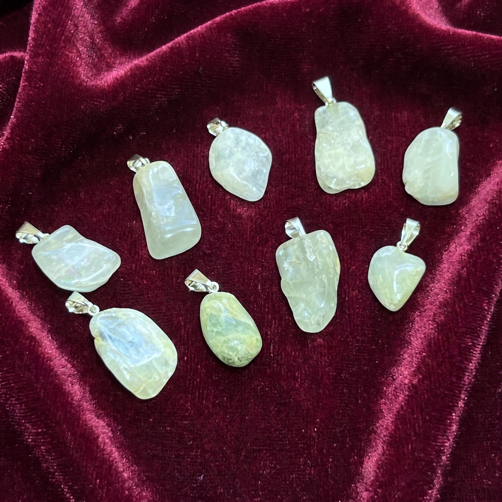 Blue Aquamarine Tumbled Crystal Pendant (Silver Bail) Genuine Brazil Mineral