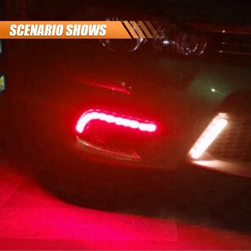 2PCS Red Daytime Running Strip Lights, Flexible Bright Spot Fog Lam Color: Red
