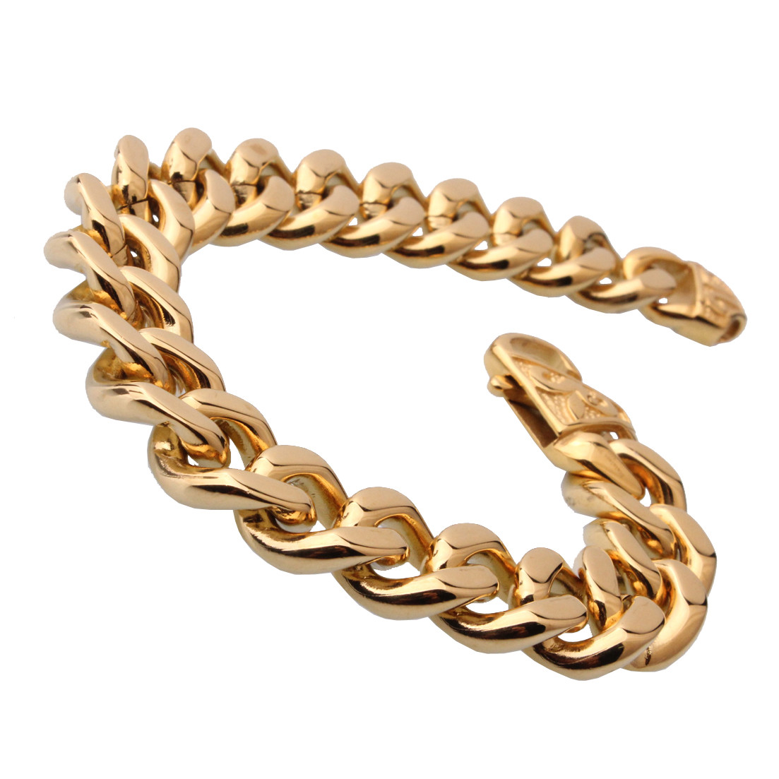 13/15mm Fashion Mens Chain Stainless Steel Curb Cuban Link Bracelet 7-11inch