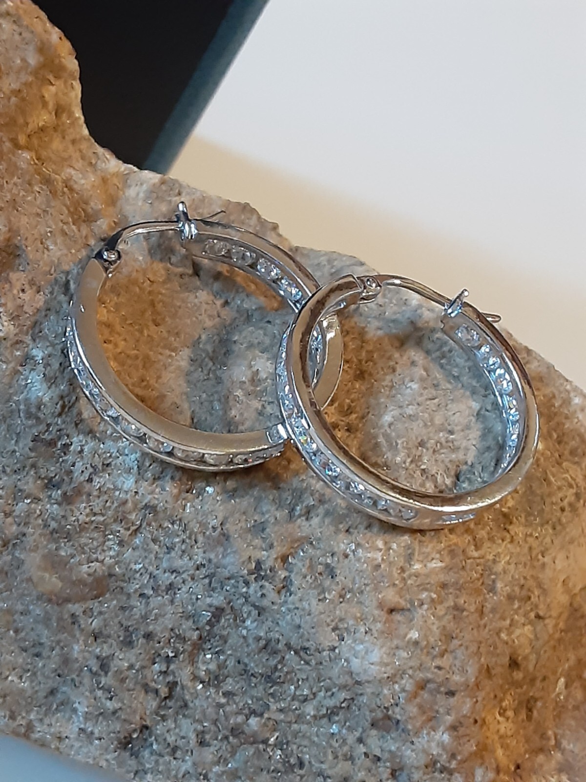* JTV BELLA LUCE Yellow Gold /925 Simulated Diamonds HOOP Earrings 610