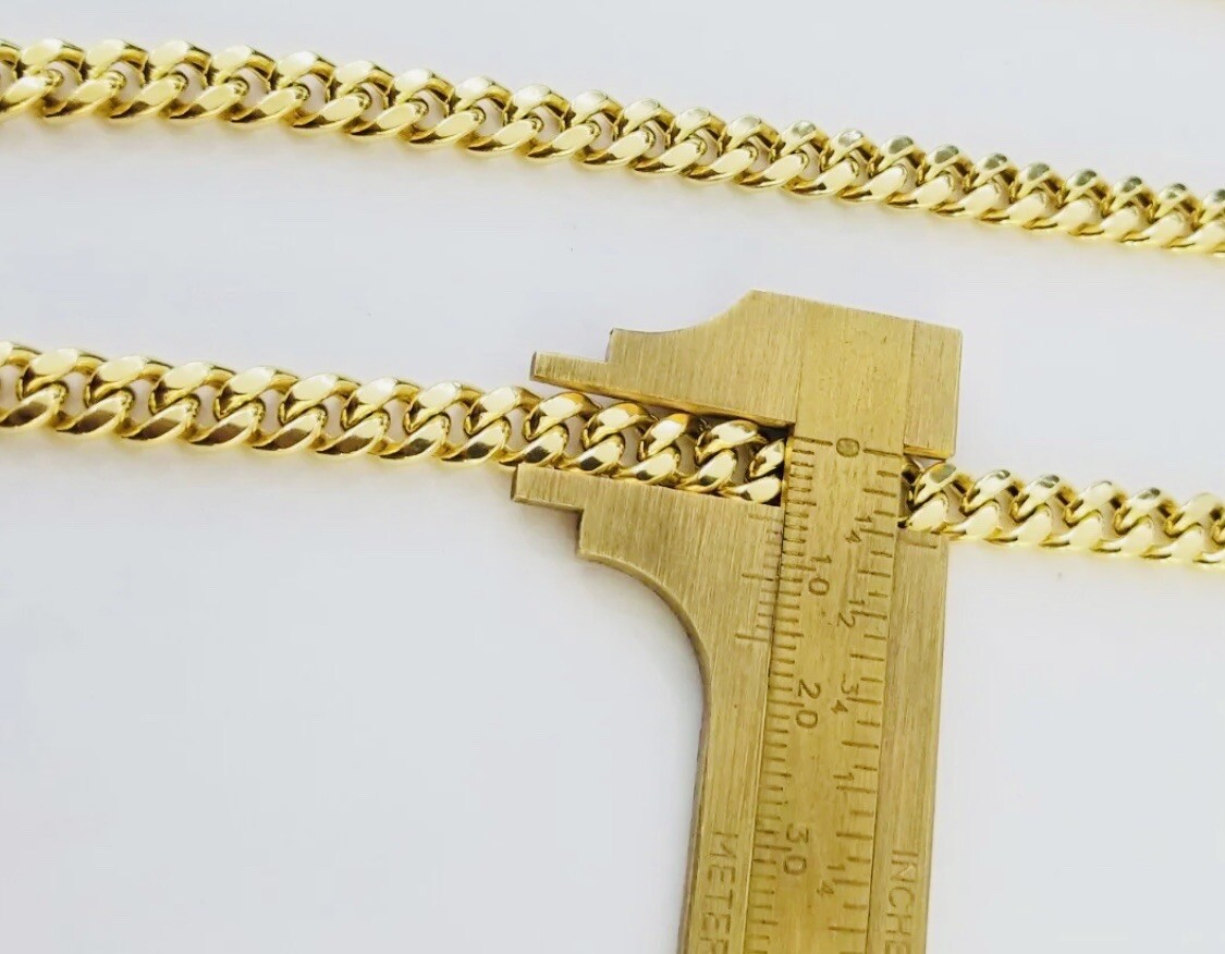 Real 14k Yellow Gold 6mm Royal Miami Cuban Link 22″ Chain Necklace Box Lock