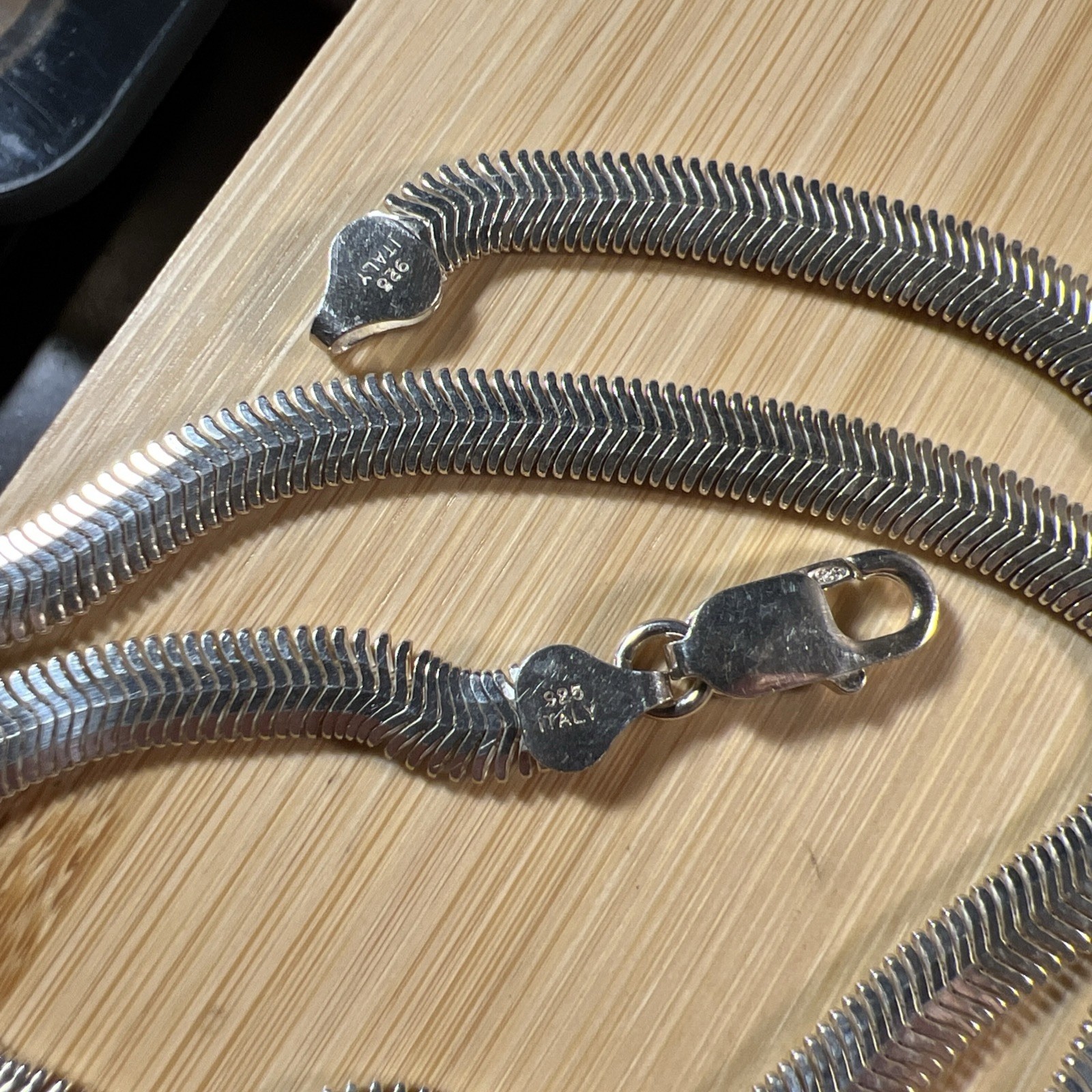 5MM Italy 925 sterling Herringbone Statement Chain. 18 Inches. Thick And Heavy