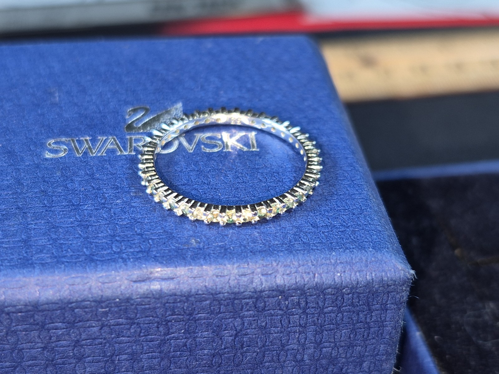 Swarovski Vittore Eternity Band Ring Clear Crystal Rhodium Size 55 US 7 w/ Box