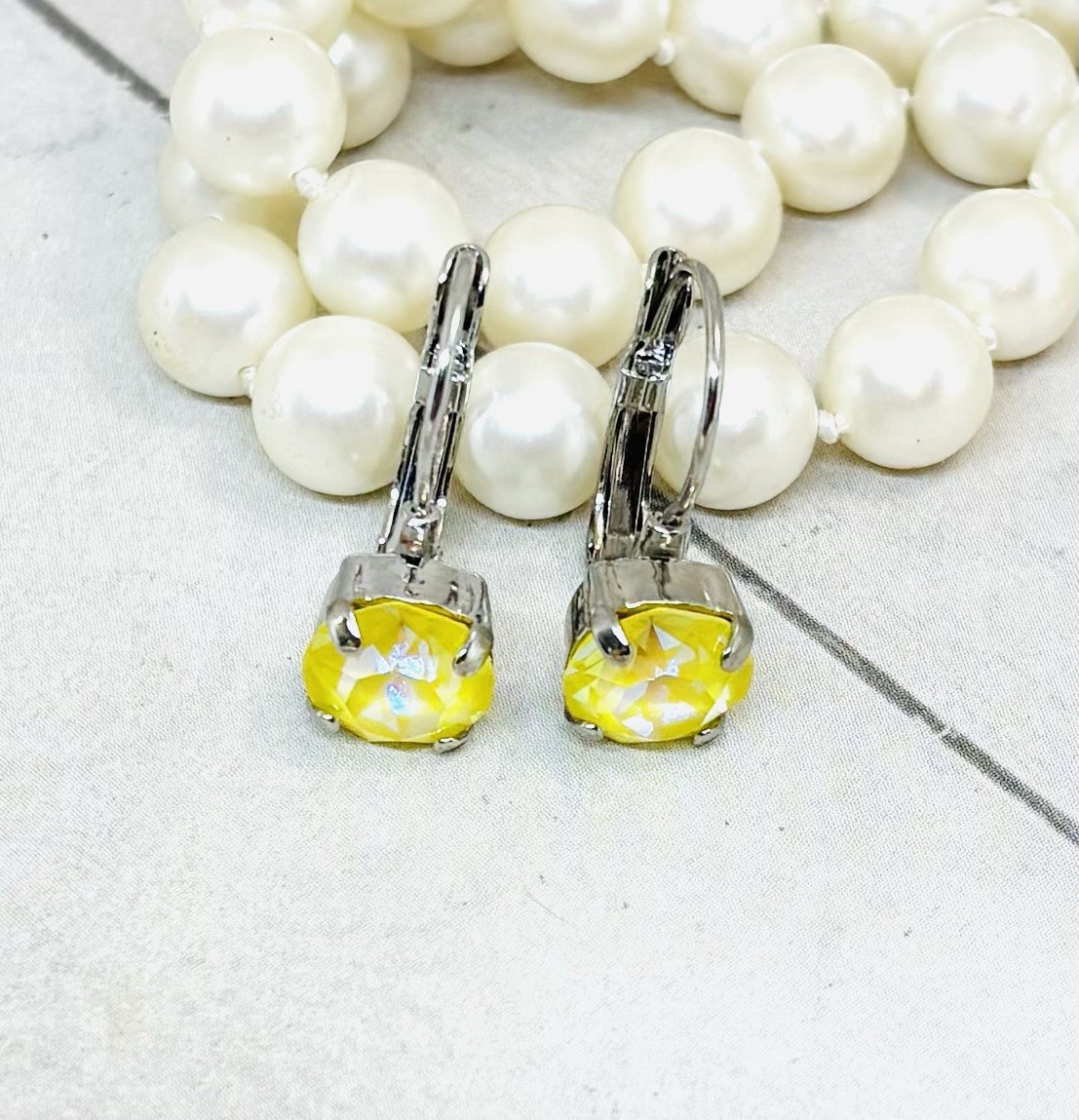 8mm Shiny Silver Plated Sunshine Yellow Neon Delite Cup Chain Drop Earrings