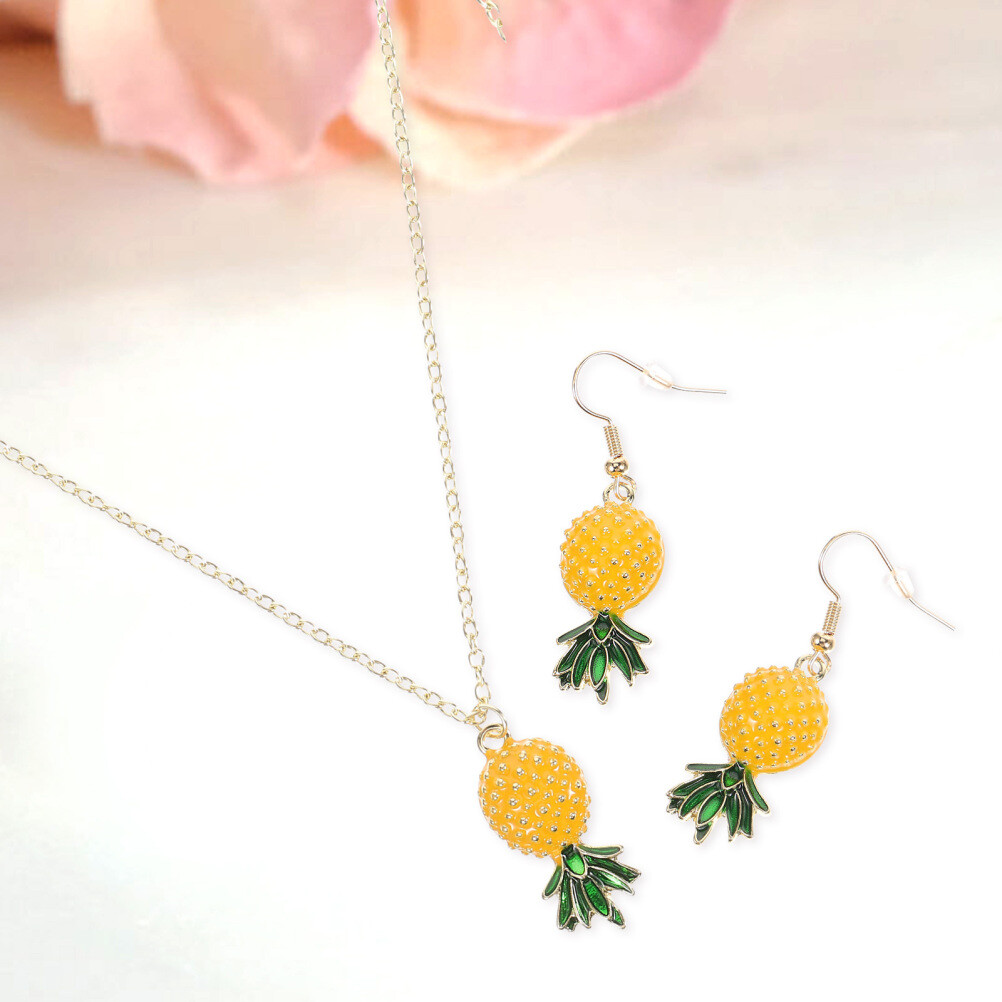 Pineapple Earrings for Women Upside down Jewelry Necklace Collection Travel