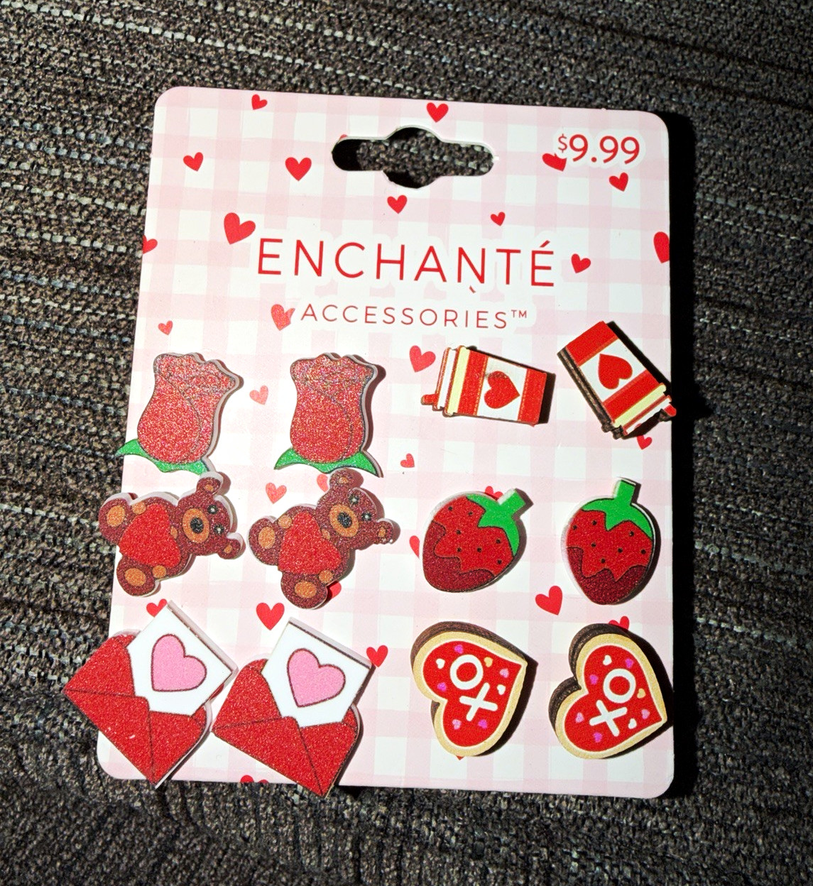 Enchanté Accessories Valentine Heart Stud Earrings Set, Nickel-Free, Multicolor
