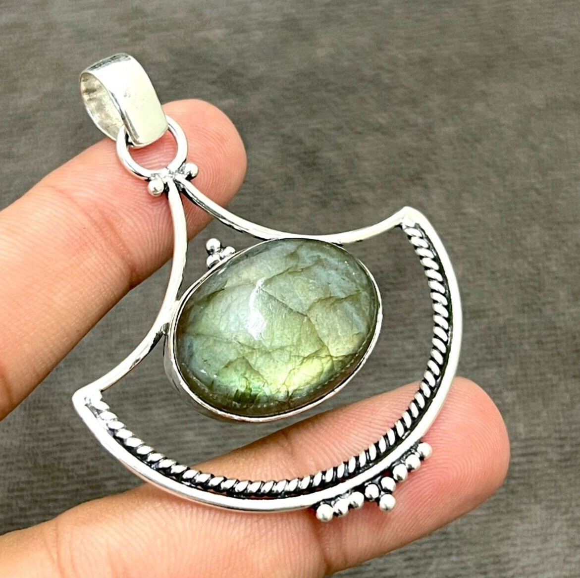 Labradorite Gemstone 925 Sterling Silver Handmade Jewelry Pendant 2.10″