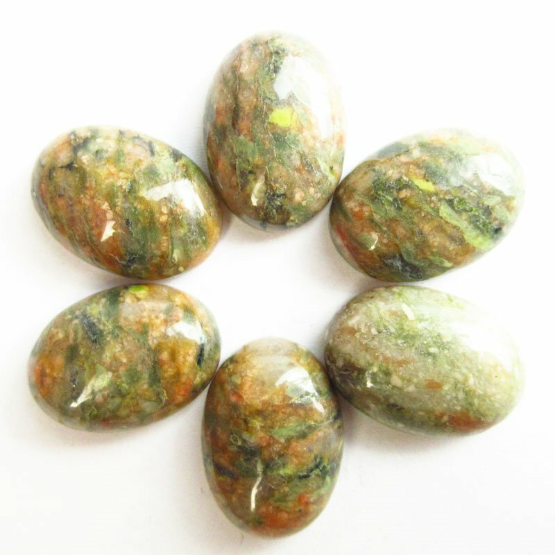 6Pcs 18x13x6mm Unakite Gem Oval Cab Cabochon QS-J93838