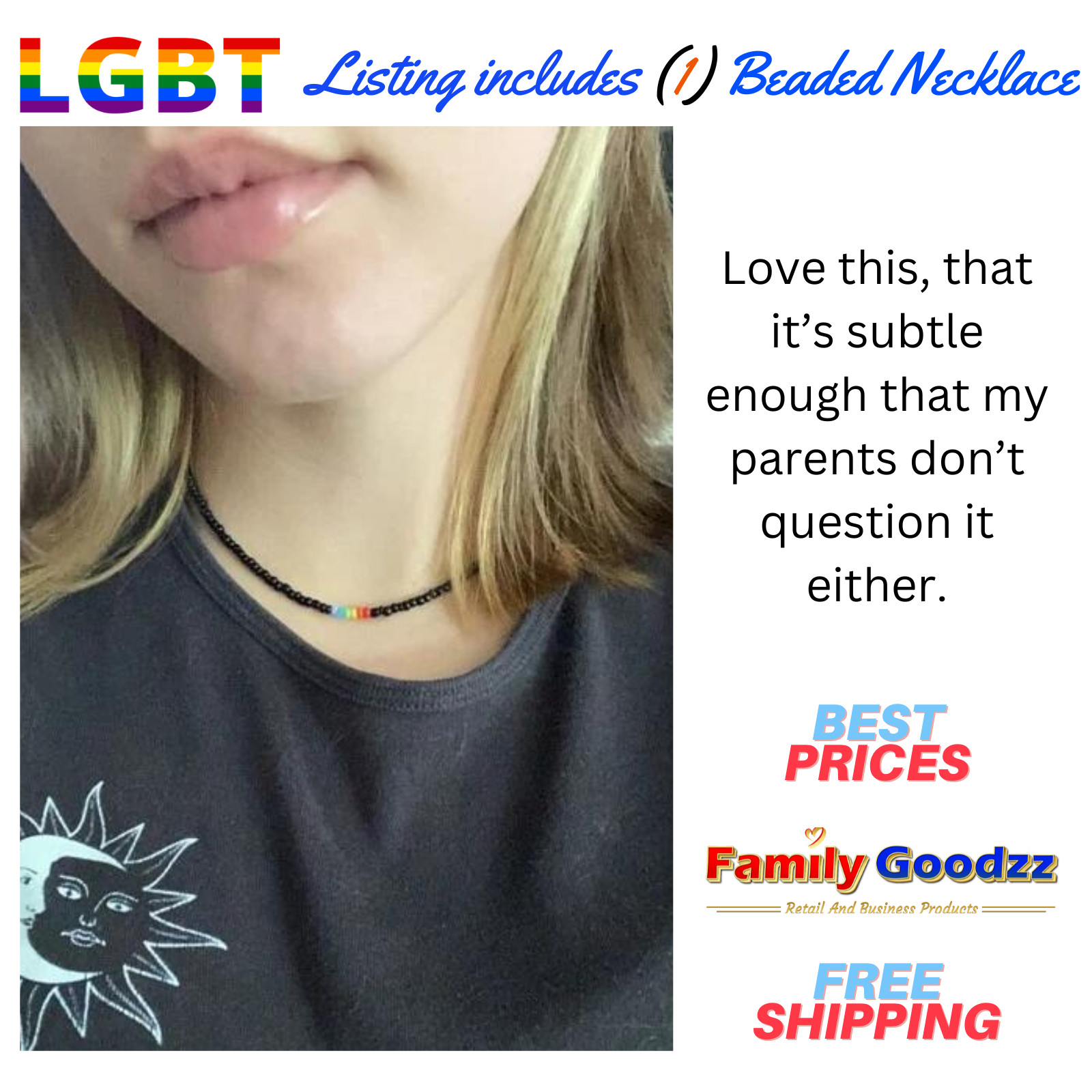 🌈 LGBT Rainbow Gay Pride Multi-Colored Bead Necklace, Buy 1 get 1 at 50%