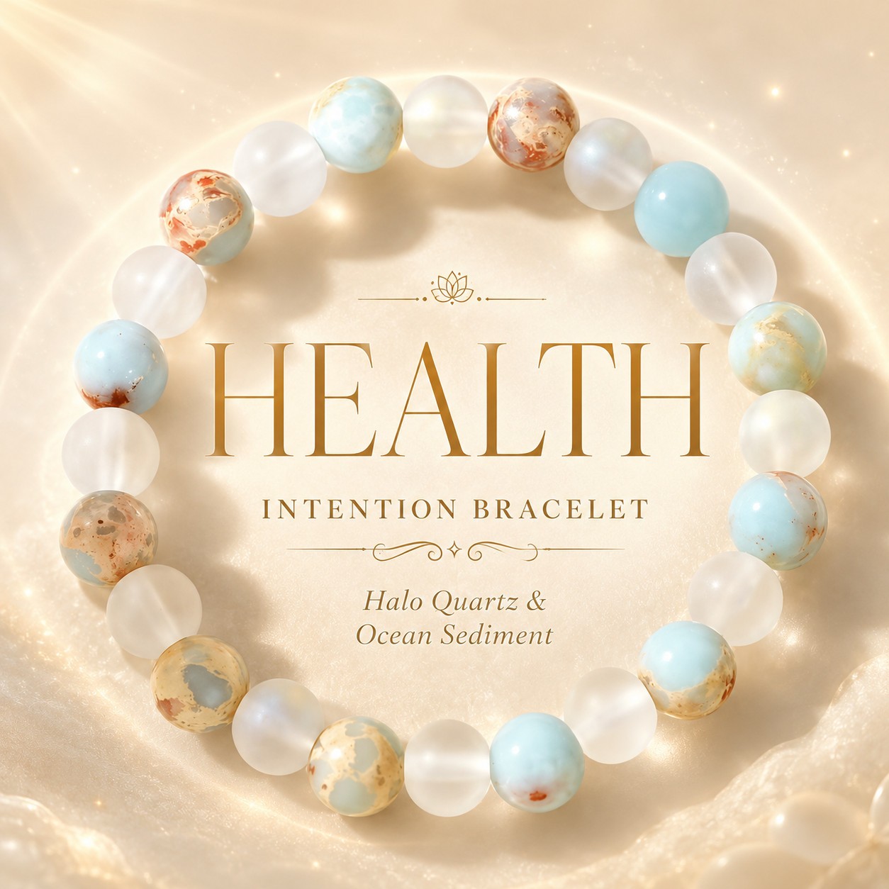 Halo Quartz Ocean Sediment Bracelet Unisex Beaded Shoushan Stone Jewelry