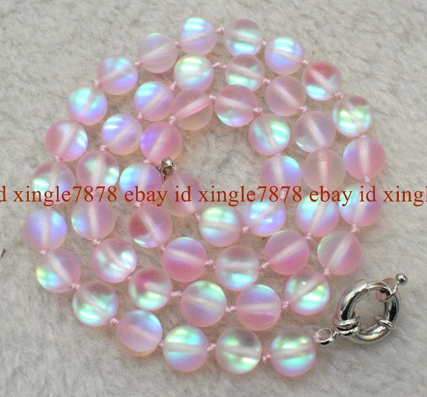 Natural 10mm Pink Gleamy Moonstone Round Gemstone Beads Necklace 16-28″ AAA+