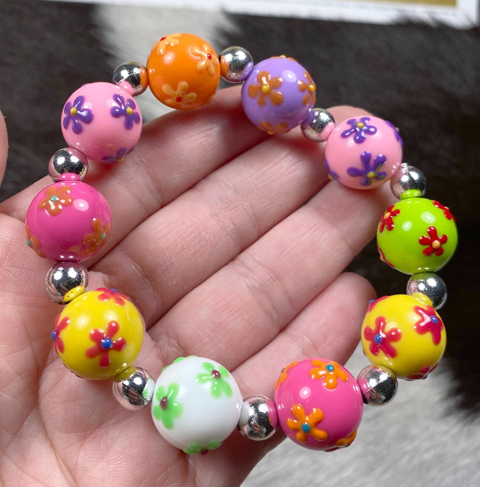Easter Bracelets Spring Bracelet Colorful Egg Polka Dot Flowers Bracelets 6 pcs