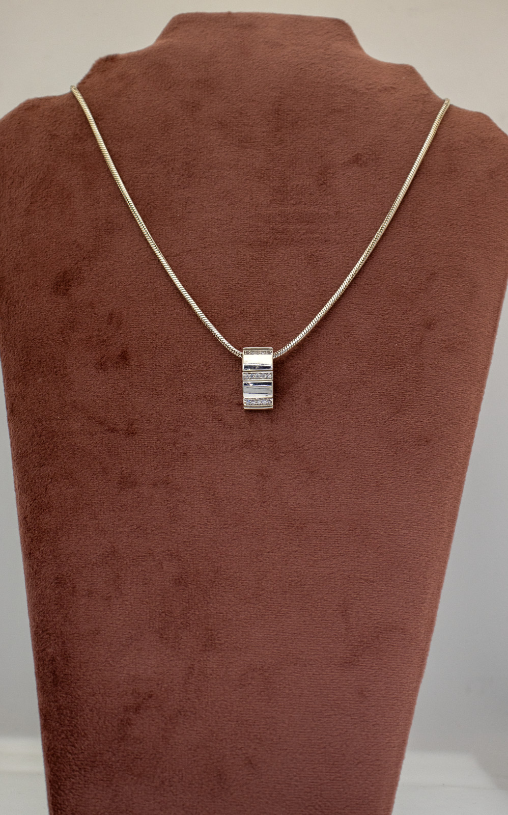 Silver snake necklace with sparkling cubic zirconia