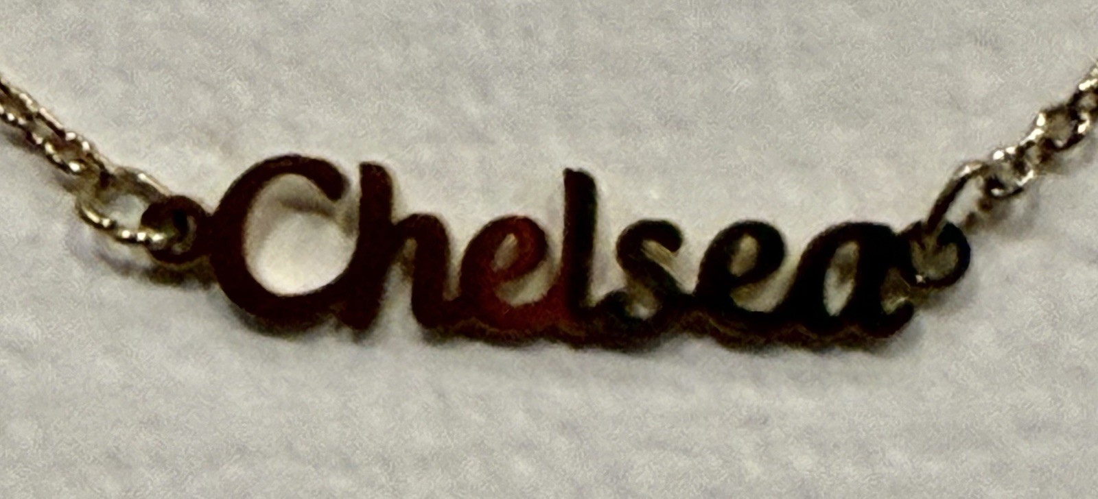 CHELSEA LUMIELA NAME NECKLACE MARINA DE BUCHI ADJUSTABLE LENGTH NICKEL FREE