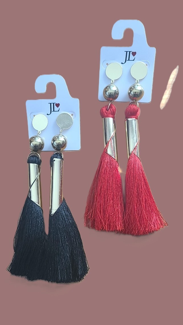 Women’s (1) Black & (1) Red Tassel Earrings