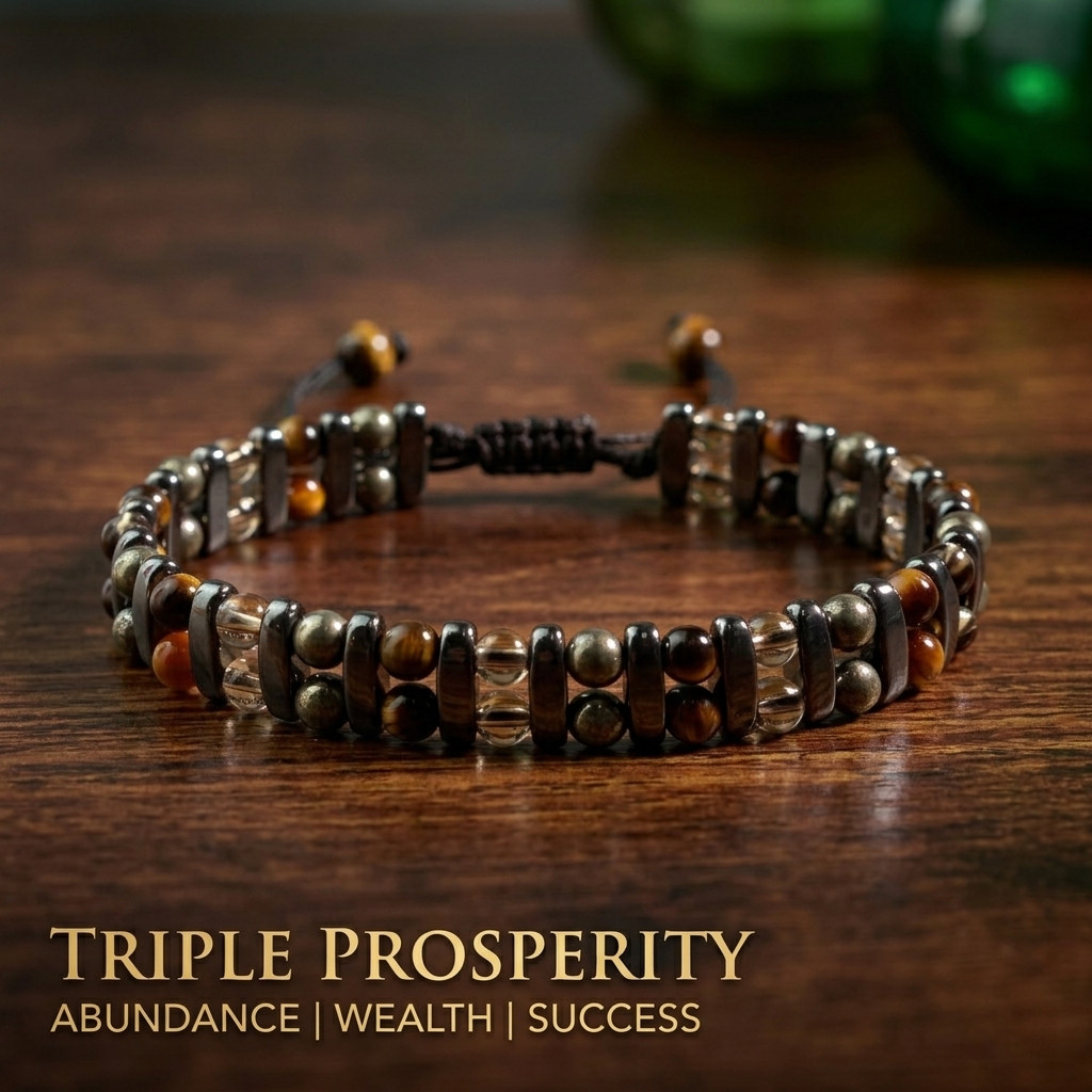 Natural Tiger Eye Pyrite Bracelet Triple Prosperity Stone Jewelry For Men Women