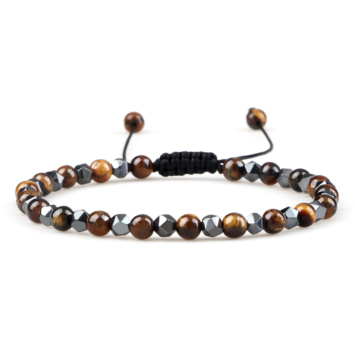 Hematite Tiger’s Eye Obsidian Crystal Gemstone Beaded Triple Protection Bracelet