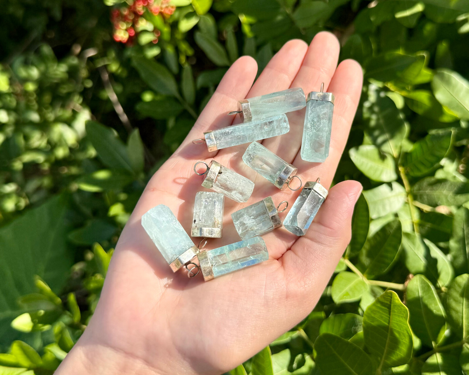 Aquamarine Pendant With Sterling Silver Cap (Natural Aquamarine Crystal Pendant)
