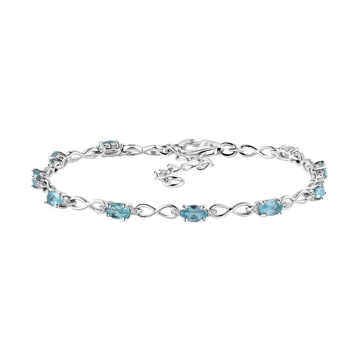 2.75ctw Betroka Blue Apatite & Zircon Bracelet Platinum Plated Sterling 6.5-8.0″