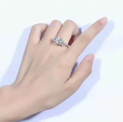 2.20Ct Round Cut Simulated Diamond Fancy Three Stone Ring 14K Yellow Gold Plated